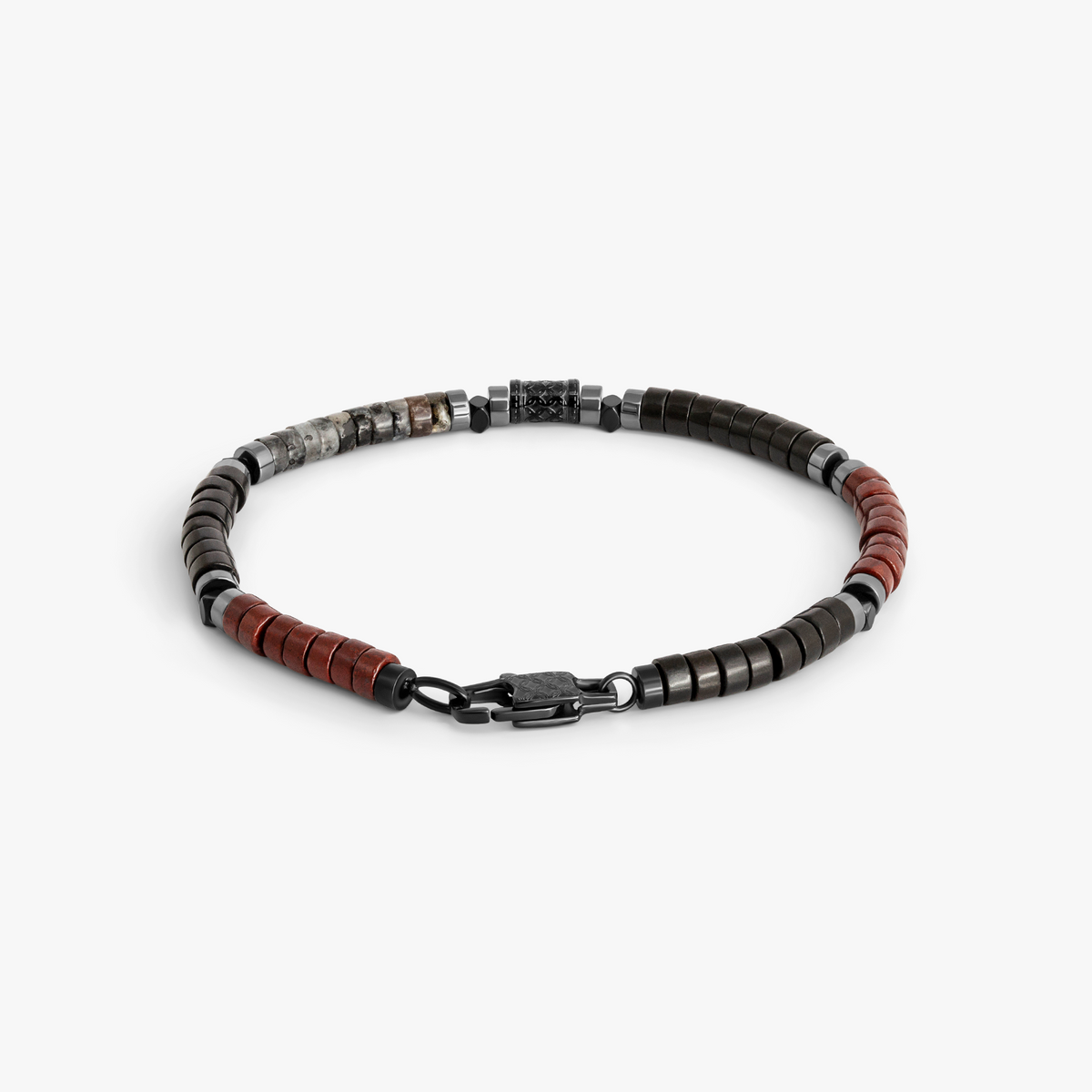 THOMPSON Multi Silver Clover Grey Beaded Bracelet
