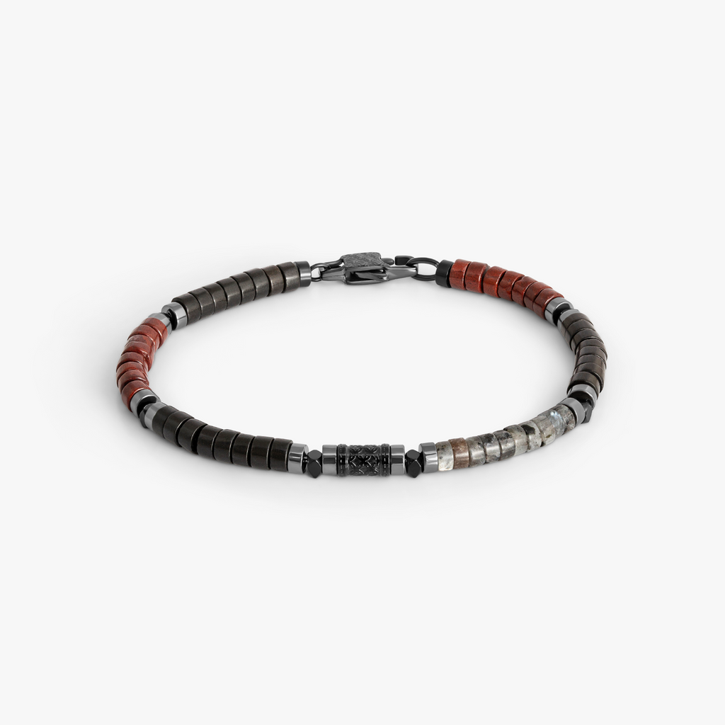 THOMPSON Multi Silver Clover Grey Beaded Bracelet