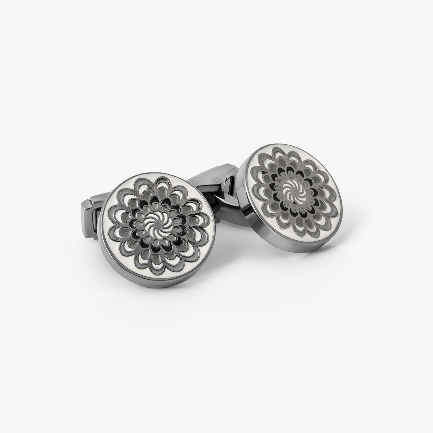THOMPSON Mandala Cufflinks With Gray Enamel