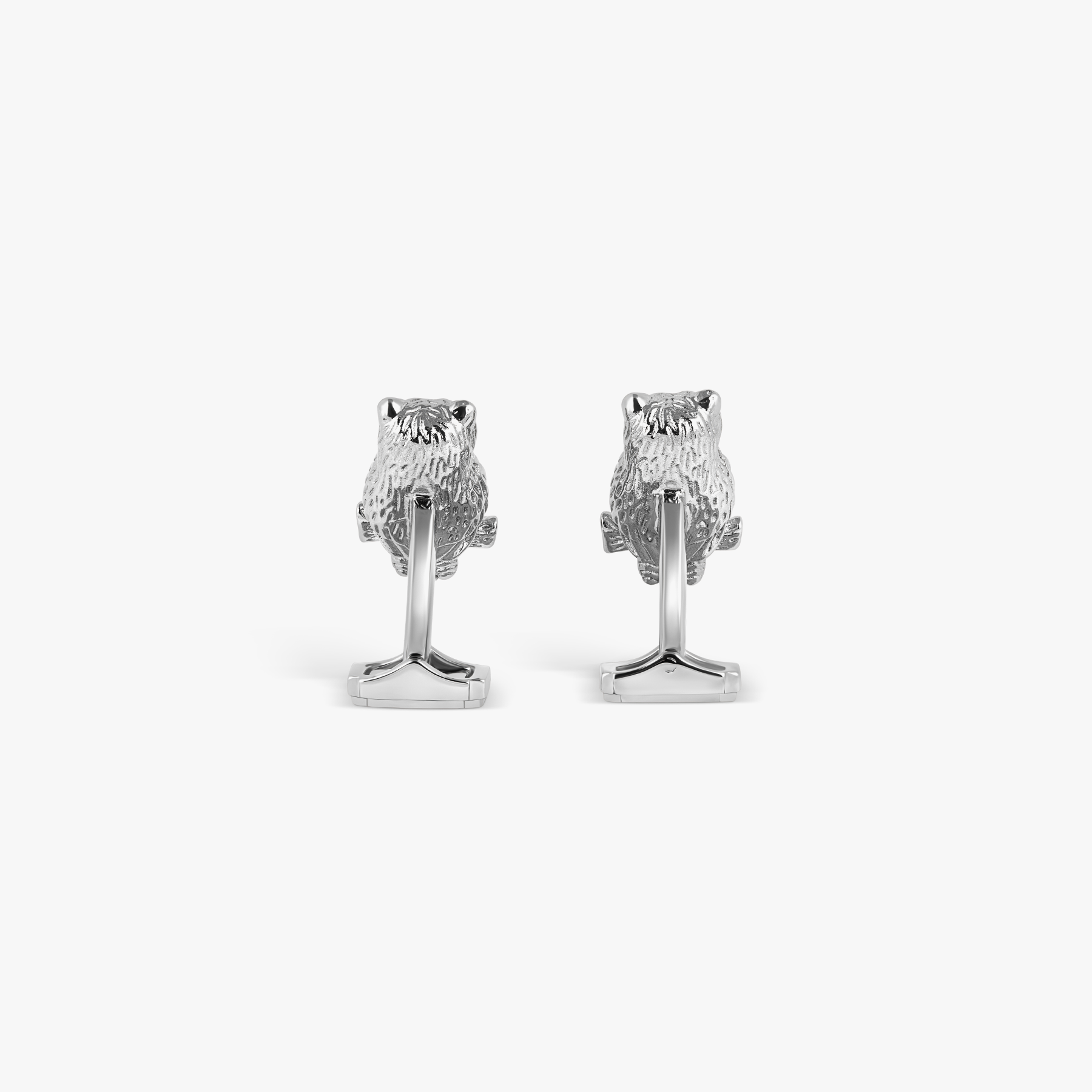 THOMPSON Owl Cufflinks In Palladium plated Base Metal With Orange Crystal