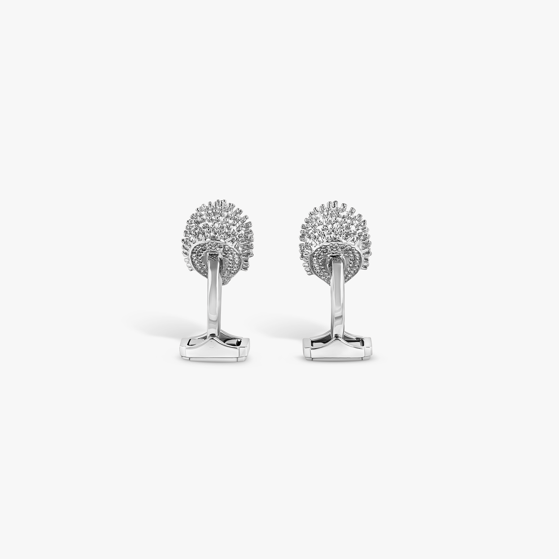 THOMPSON Hedgehog Cufflinks In Palladium plated Base Metal With White Crystal
