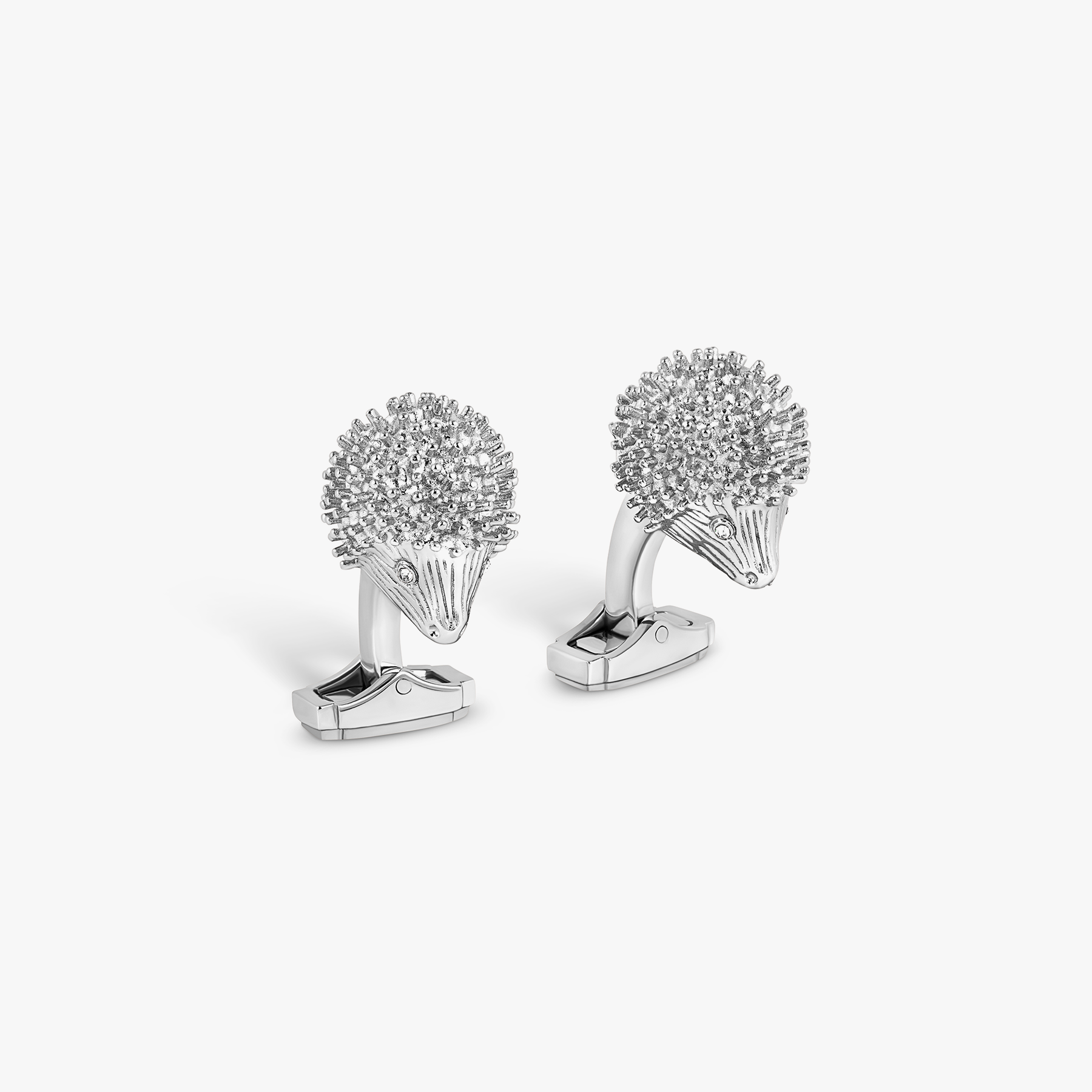 THOMPSON Hedgehog Cufflinks In Palladium plated Base Metal With White Crystal