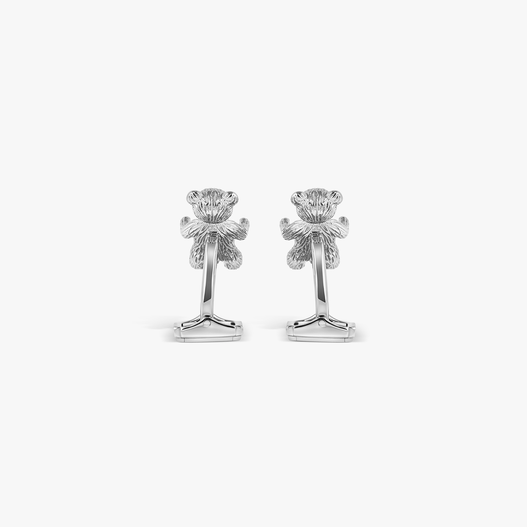 THOMPSON Teddy Bear Cufflinks In Palladium plated Base Metal With Blue Crystal