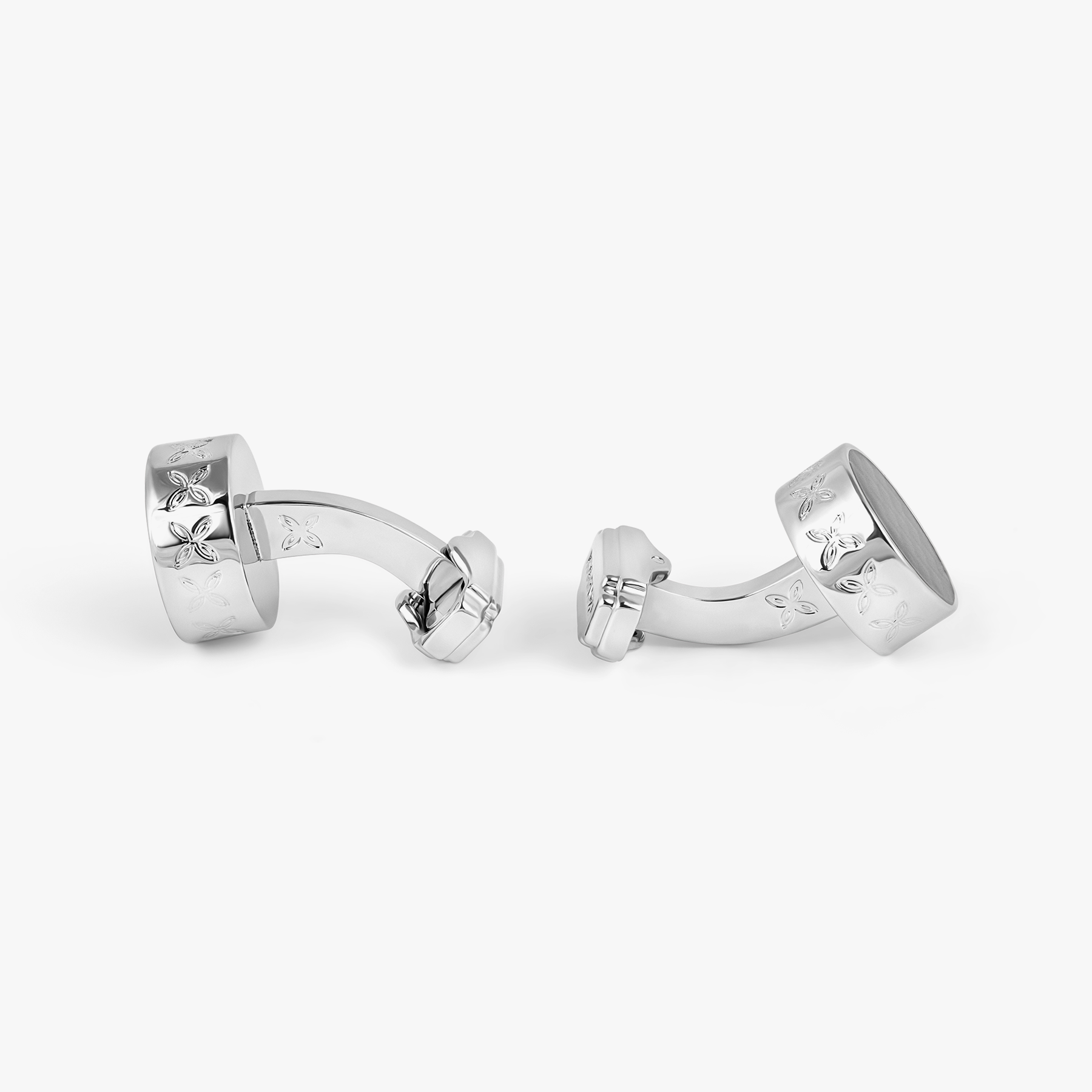 THOMPSON Brick Cufflinks In Rhodium plated Base Metal With Black Enamel
