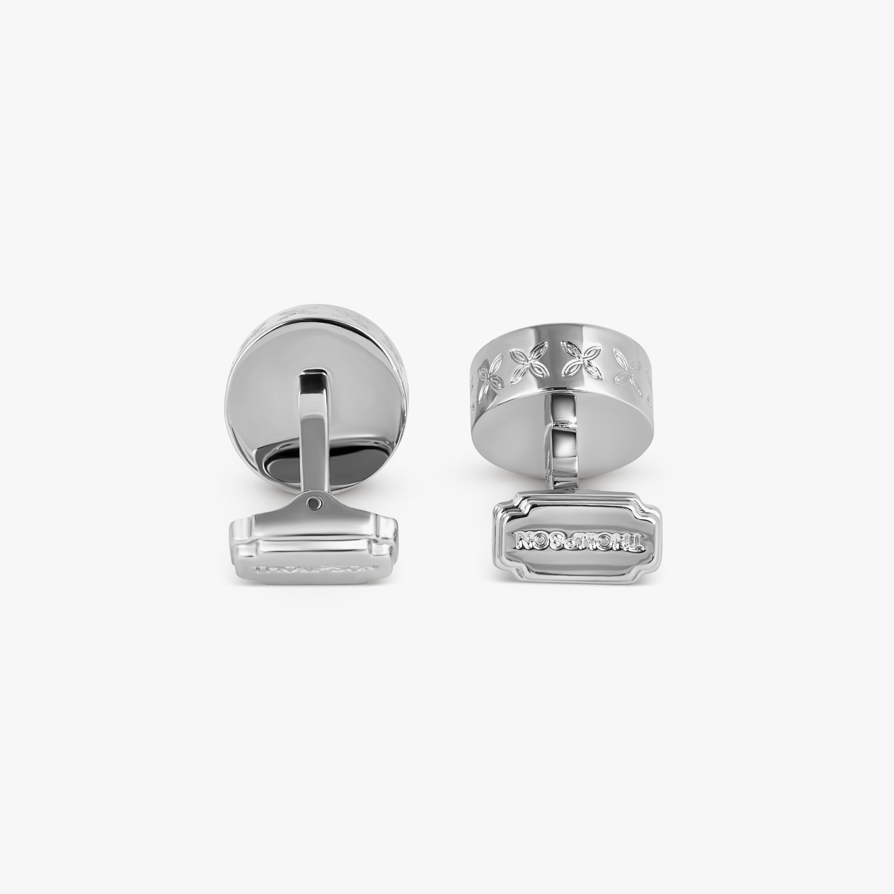 THOMPSON Brick Cufflinks In Rhodium plated Base Metal With Blue Enamel