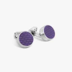 THOMPSON Brick Cufflinks In Rhodium plated Base Metal With Lilac Enamel