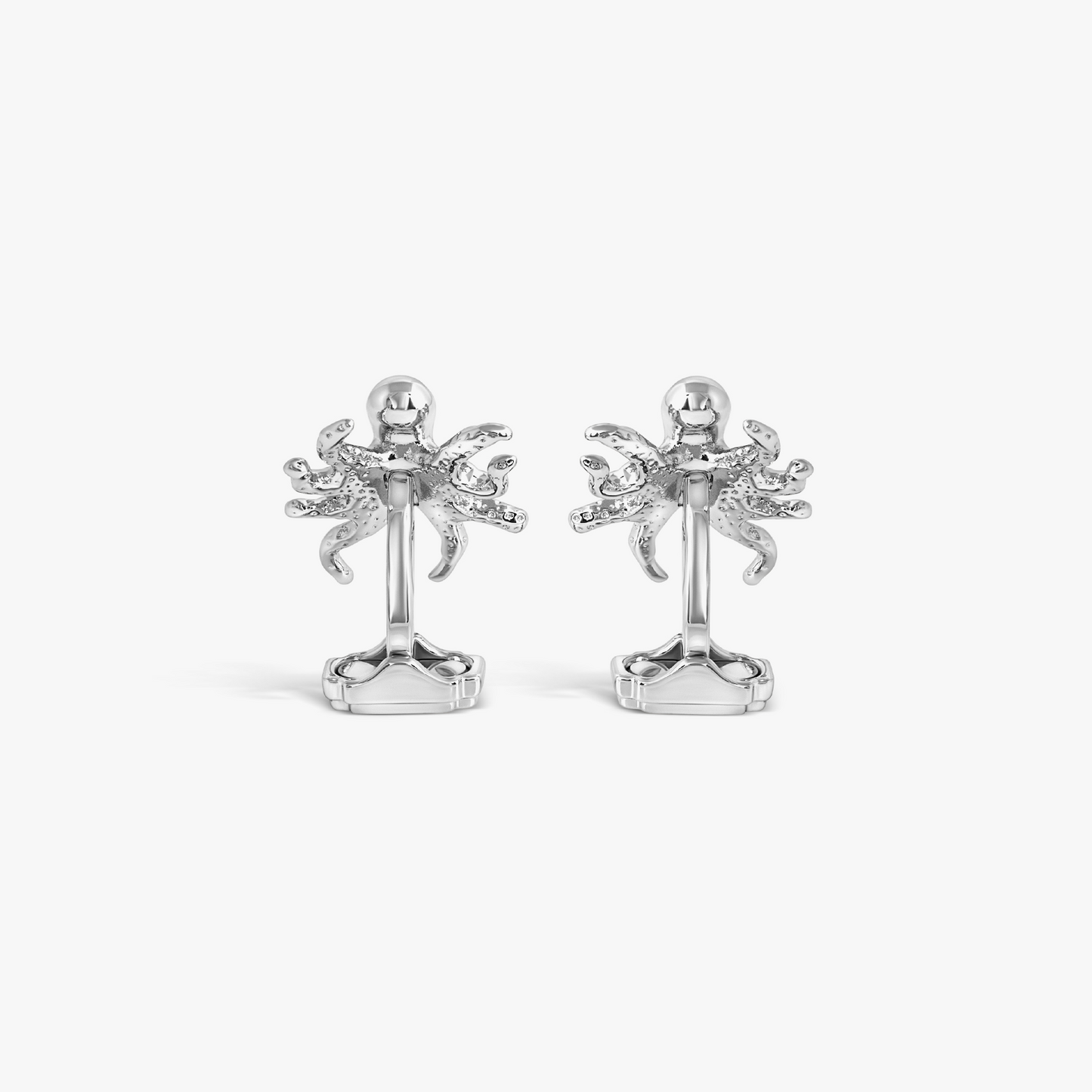 Thompson Octopus Cufflinks In Palladium plated Base Metal With Blue Swarovski Crystal