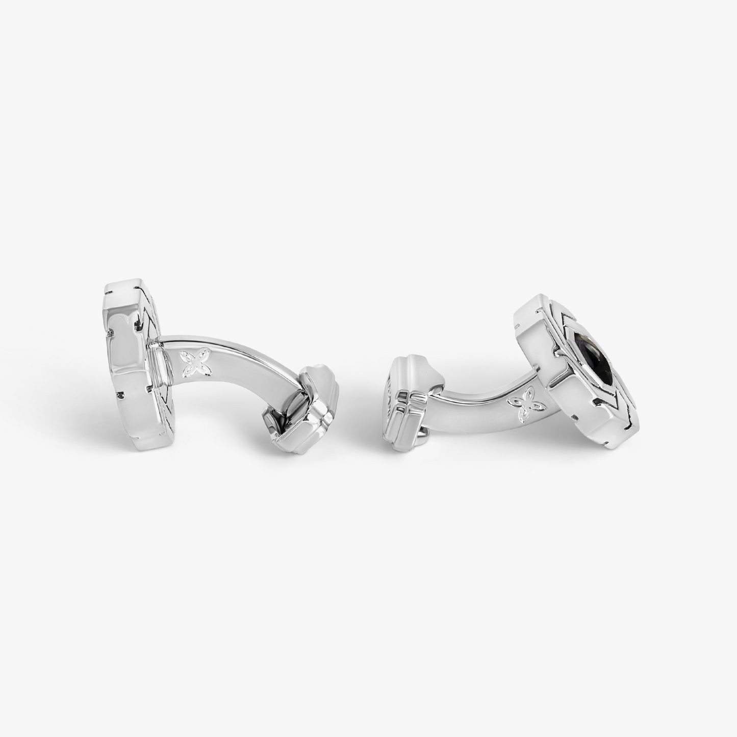 Thompson Octagon Insignia Cufflink in Palladium Plated with White MOP