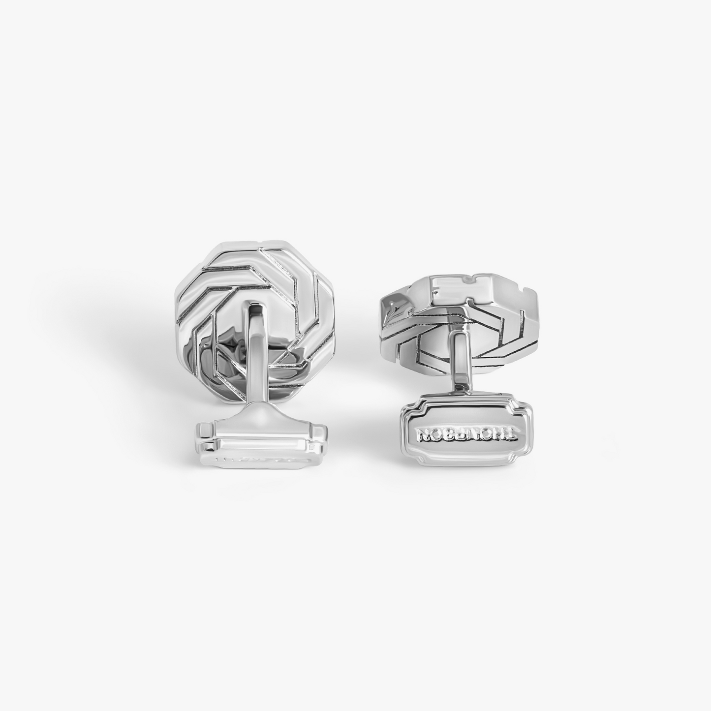 Thompson Octagon Insignia Cufflink in Palladium Plated with Onyx
