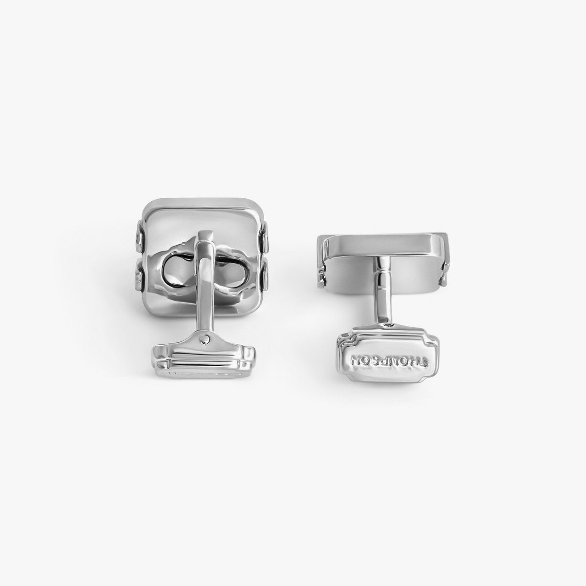 THOMPSON Carbon Barred CushionCufflink in Black Carbon Fibre