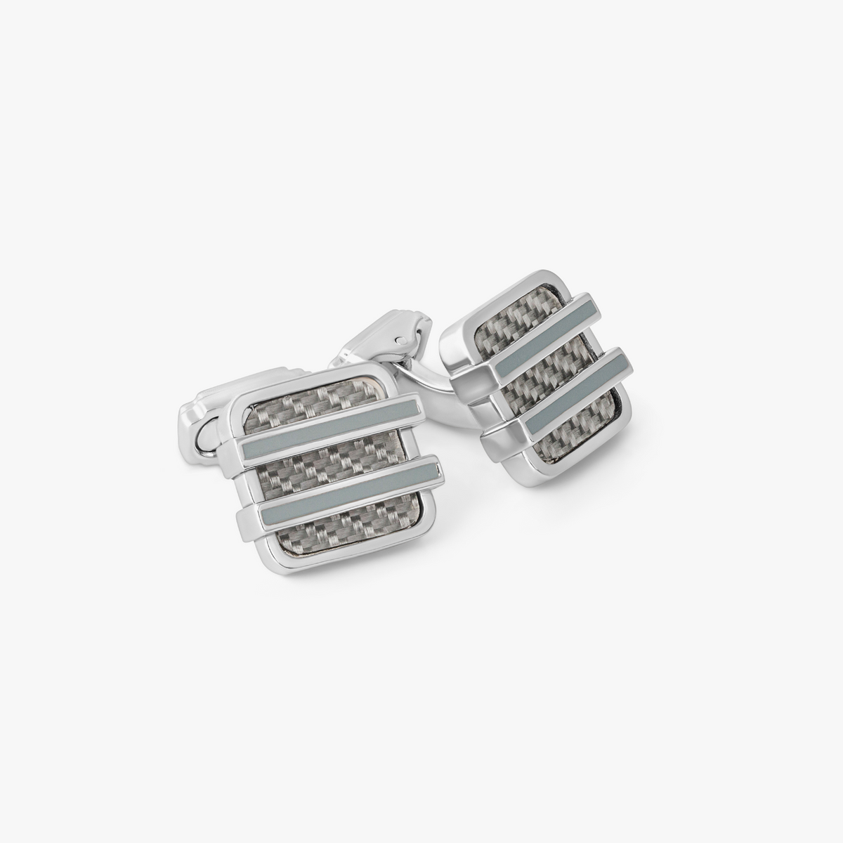 THOMPSON Carbon Barred Cushion Cufflink in Grey Alutex