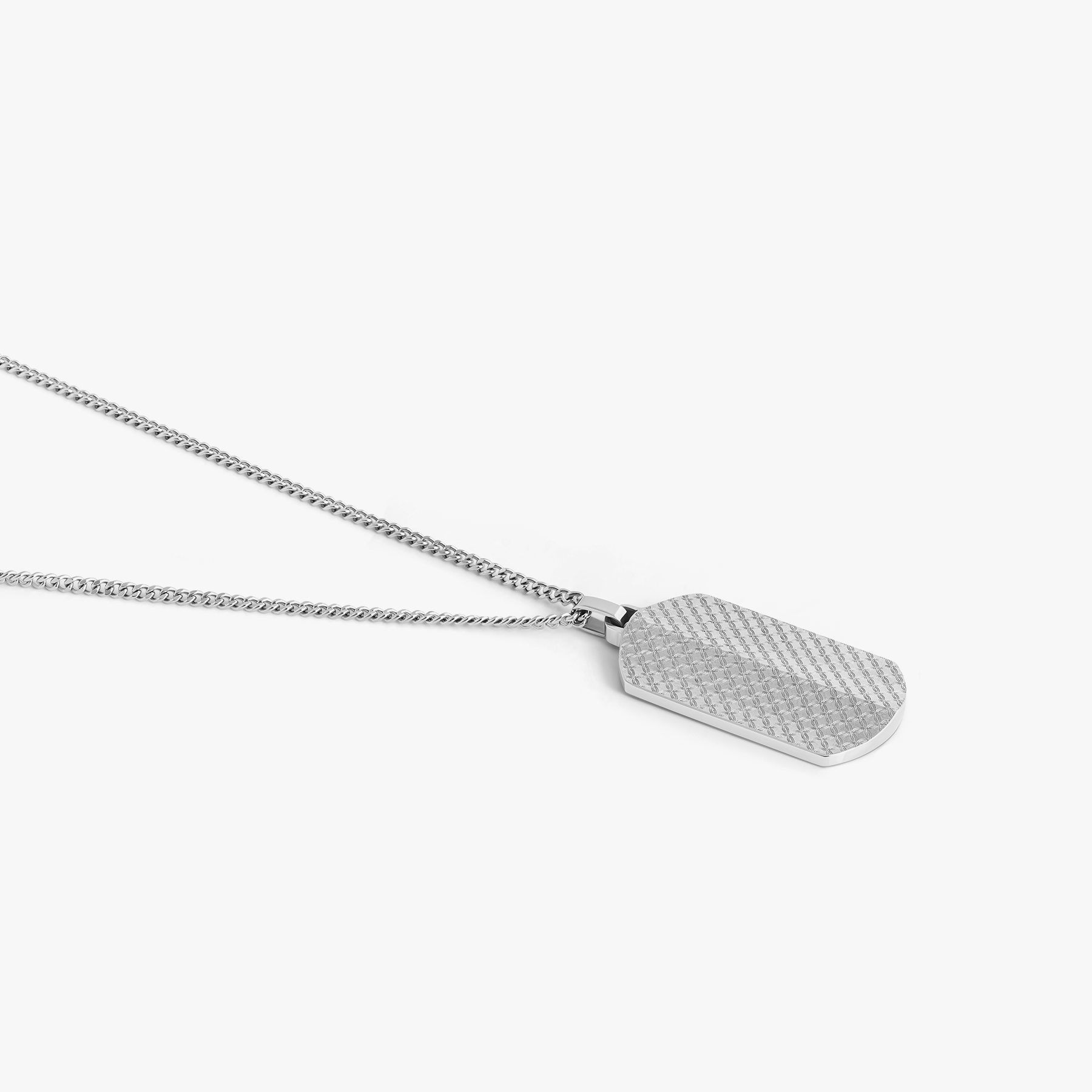 Thompson Lucky Clover Dog Tag Necklace in Stainless Steel
