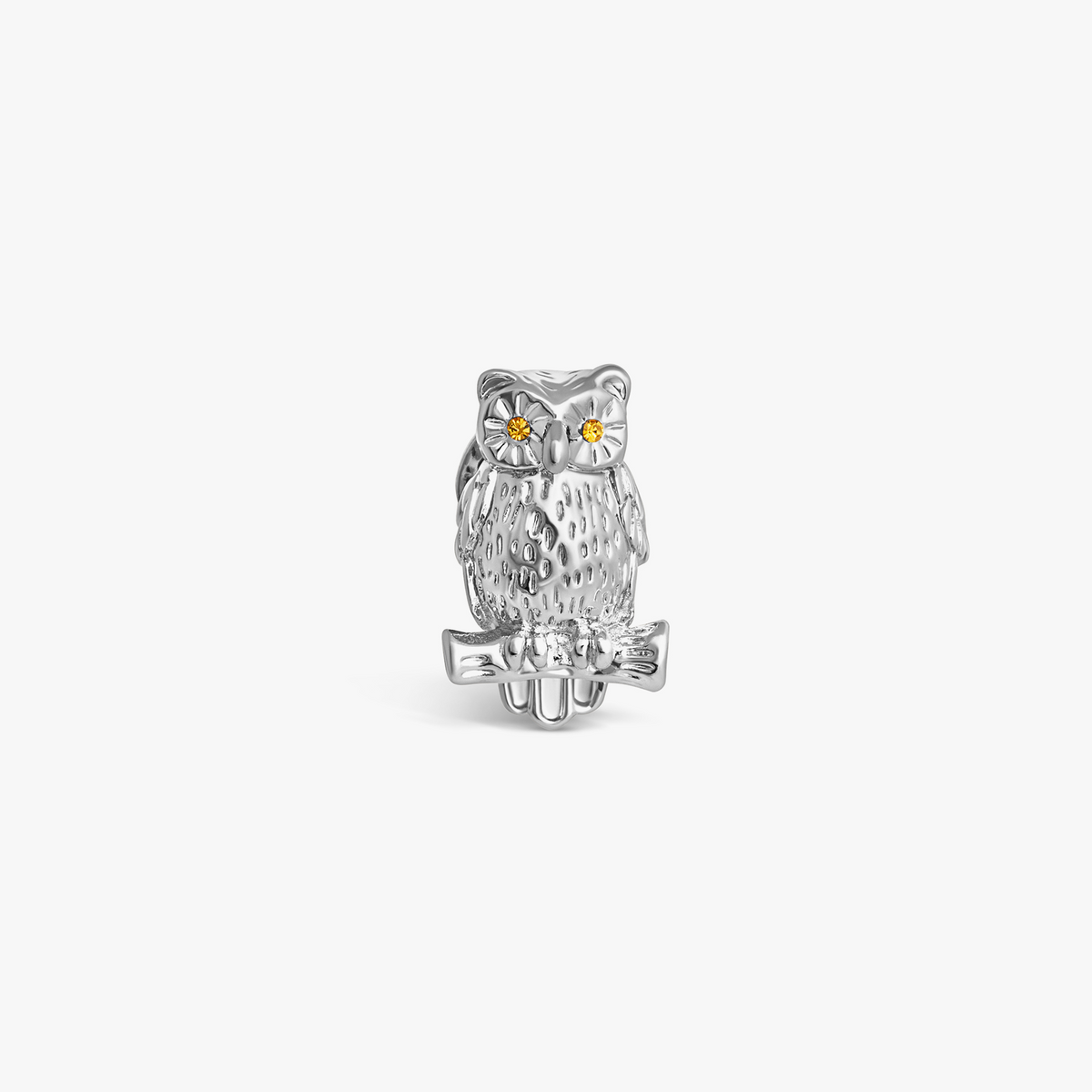 THOMPSON Owl Pin in palladium-plated with Orange Swarovski Crystal