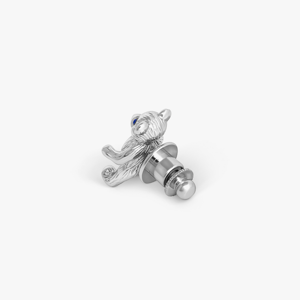 THOMPSON Teddy Bear Pin in palladium-plated with Blue Swarovski Crystal