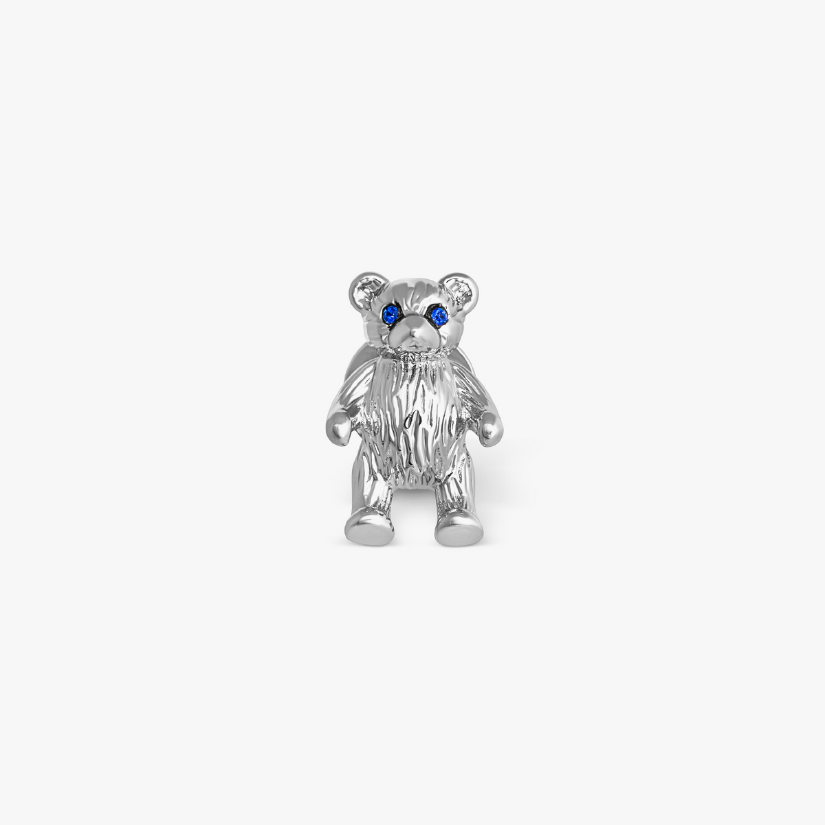 THOMPSON Teddy Bear Pin in palladium-plated with Blue Swarovski Crystal