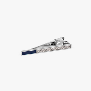 THOMPSON Carbon Fibre Tie Clip In White Bronze plated Base Metal With Grey Alutex