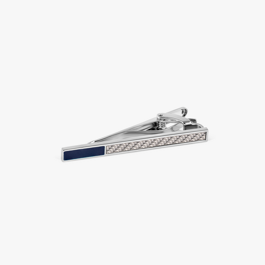 THOMPSON Carbon Fibre Tie Clip In White Bronze plated Base Metal With Grey Alutex