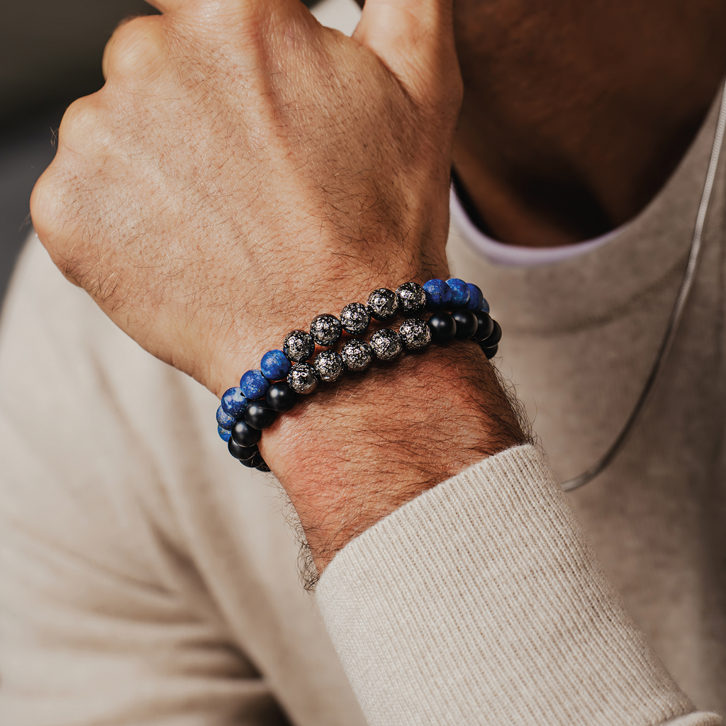 Vesuvius Bracelet In IP Plated Stainless Steel With Lapis