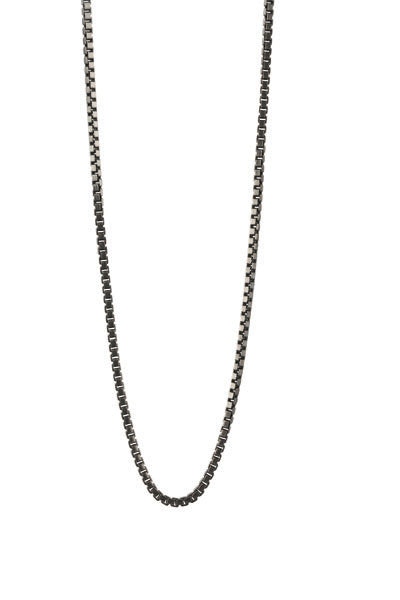 Silver Black Rhodium Sterling Silver Classic Box Chain Necklace