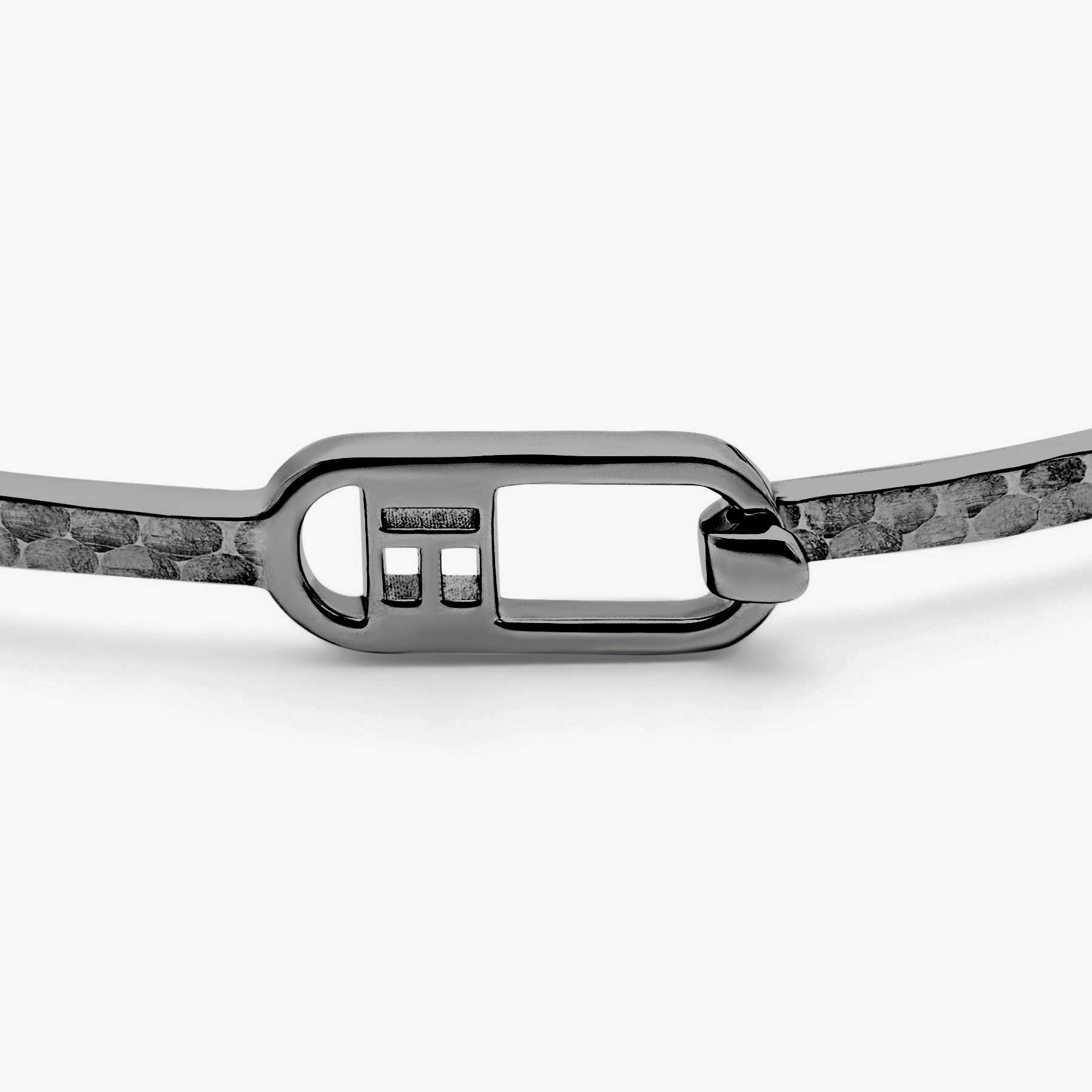 T-bangle in hammered black rhodium plated sterling silver