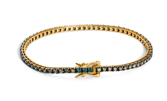 18K Rose Gold Champagne And Blue Diamonds Tennis Bracelet