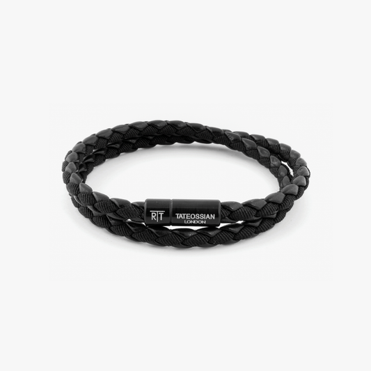 Chelsea Bracelet In Black Eco-Leather With Black Aluminium Clasp