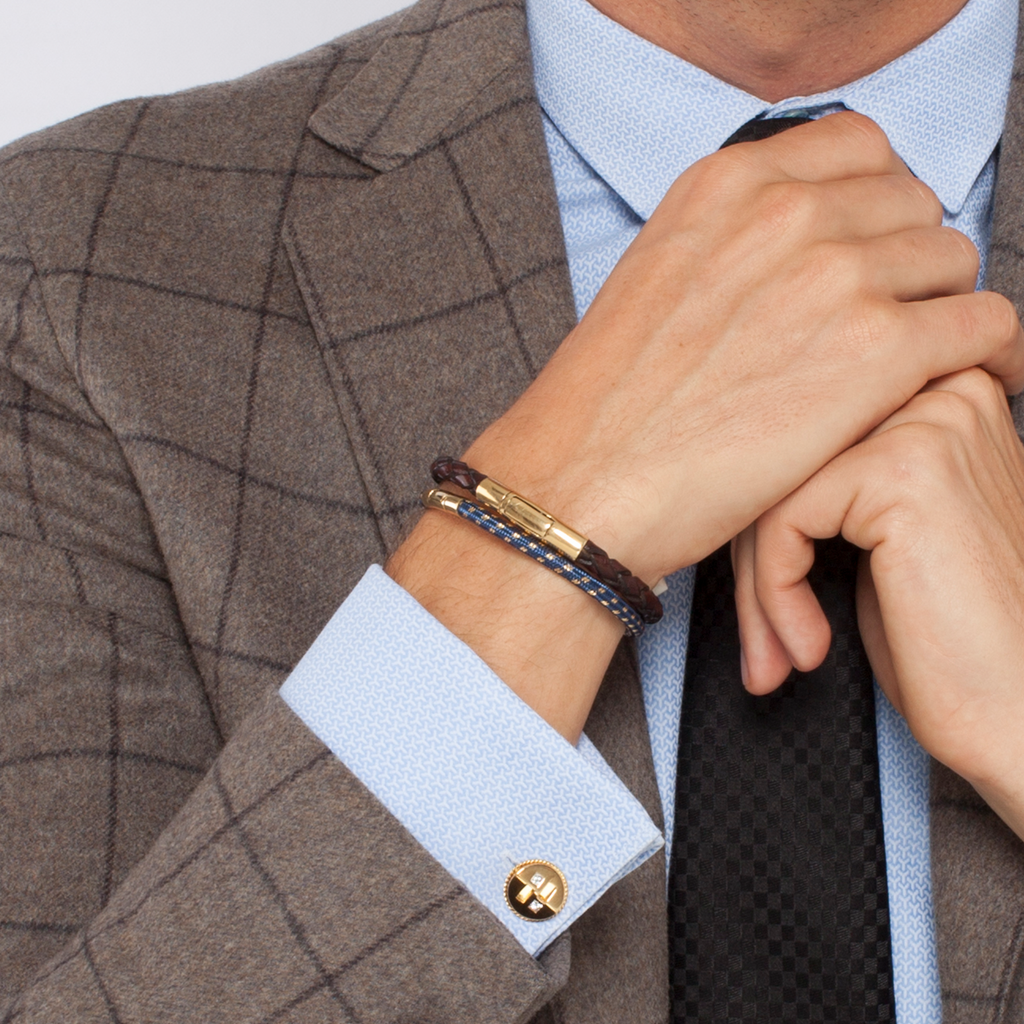 Tubo Chalif 18K Yellow Gold Navy Bracelet
