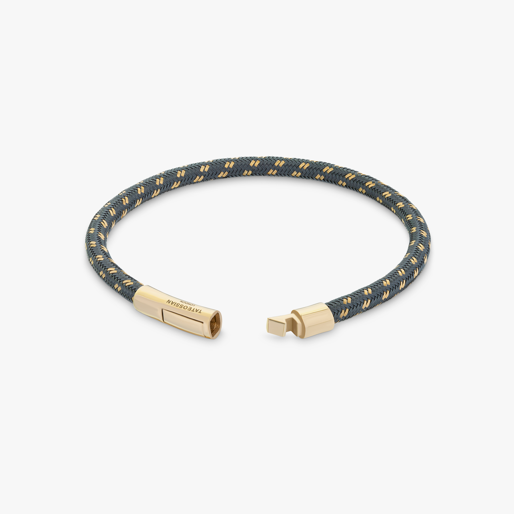 Chalif bracelet in woven gold and grey steel with 18k gold