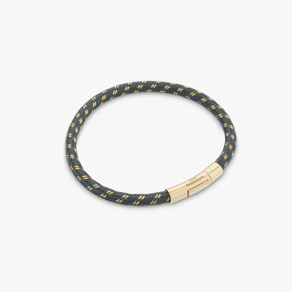 Chalif bracelet in woven gold and grey steel with 18k gold
