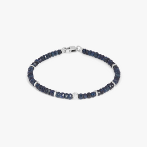 Nodo Beaded Bracelet In Rhodium Plated Silver With Blue Sapphire