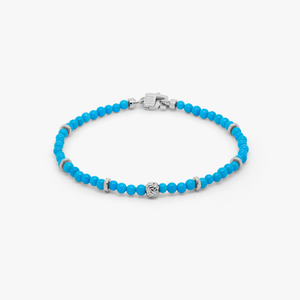 Nodo Beaded Bracelet In Rhodium Plated Silver With Sleeping Beauty Turquoise