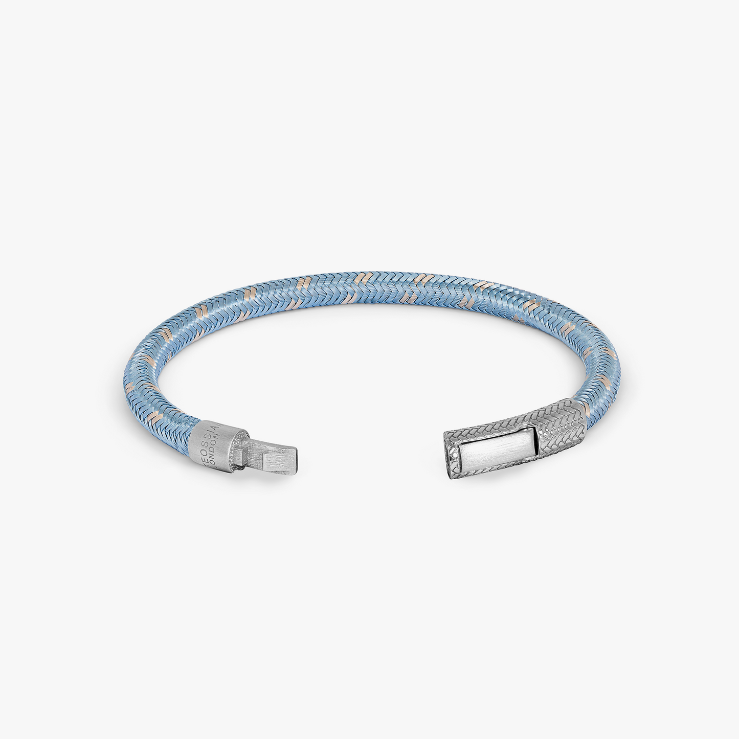 Charles Click Chalif Enamelled Copper Bracelet in Rhodium Silver with Sky Blue