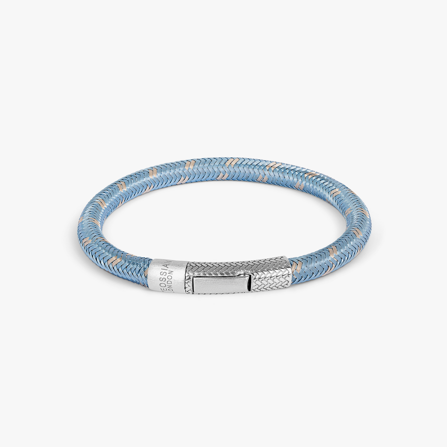 Charles Click Chalif Enamelled Copper Bracelet in Rhodium Silver with Sky Blue
