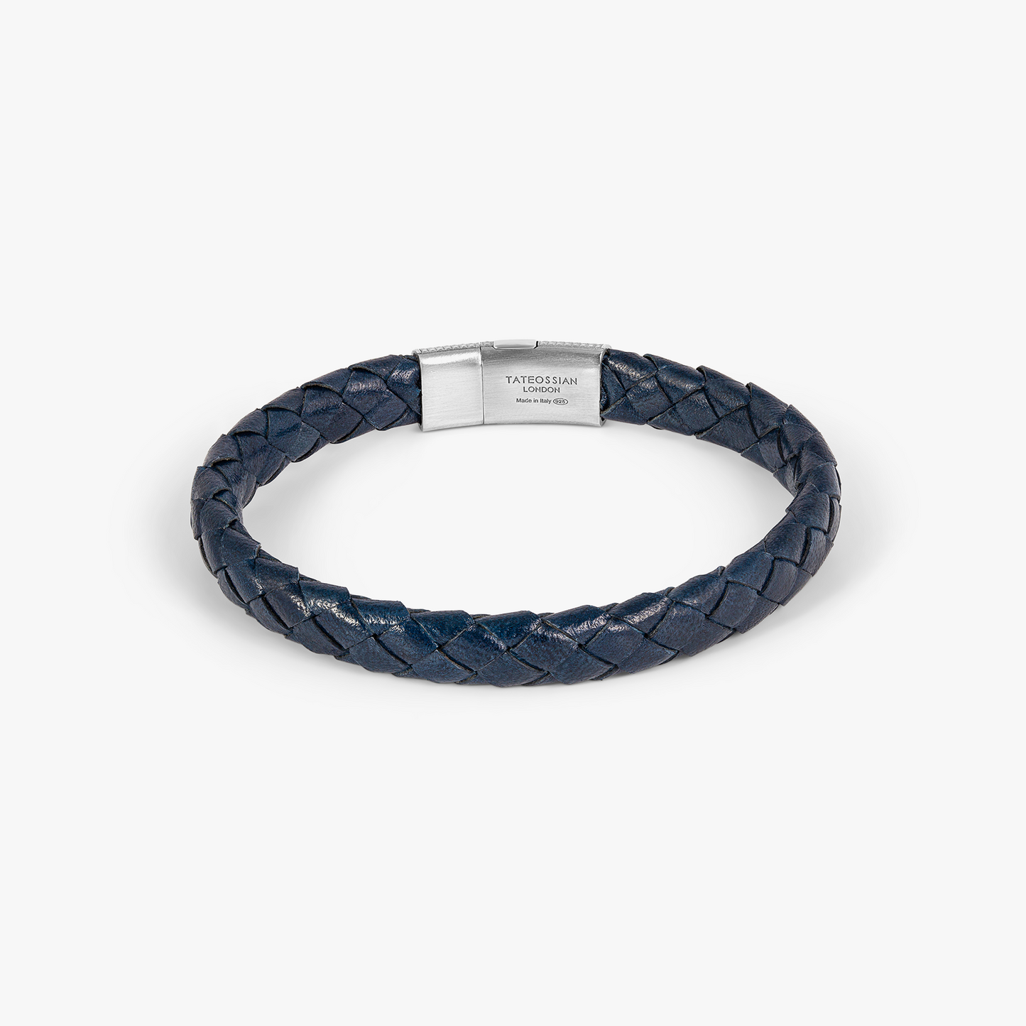 Giza Cobra Pelle Bracelet In Rhodium & Navy Leather