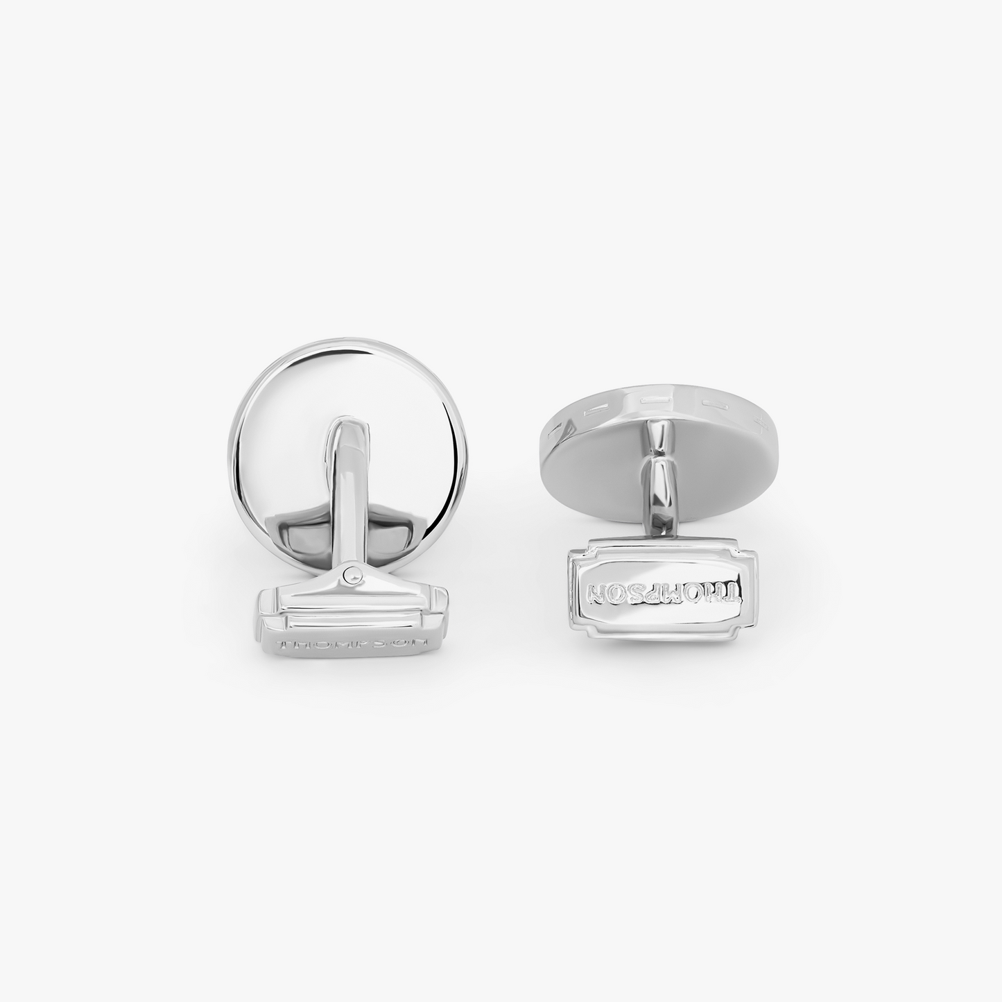 THOMPSON Carbon Redondo Cufflinks In Palladium plated Base Metal With Grey Alutex