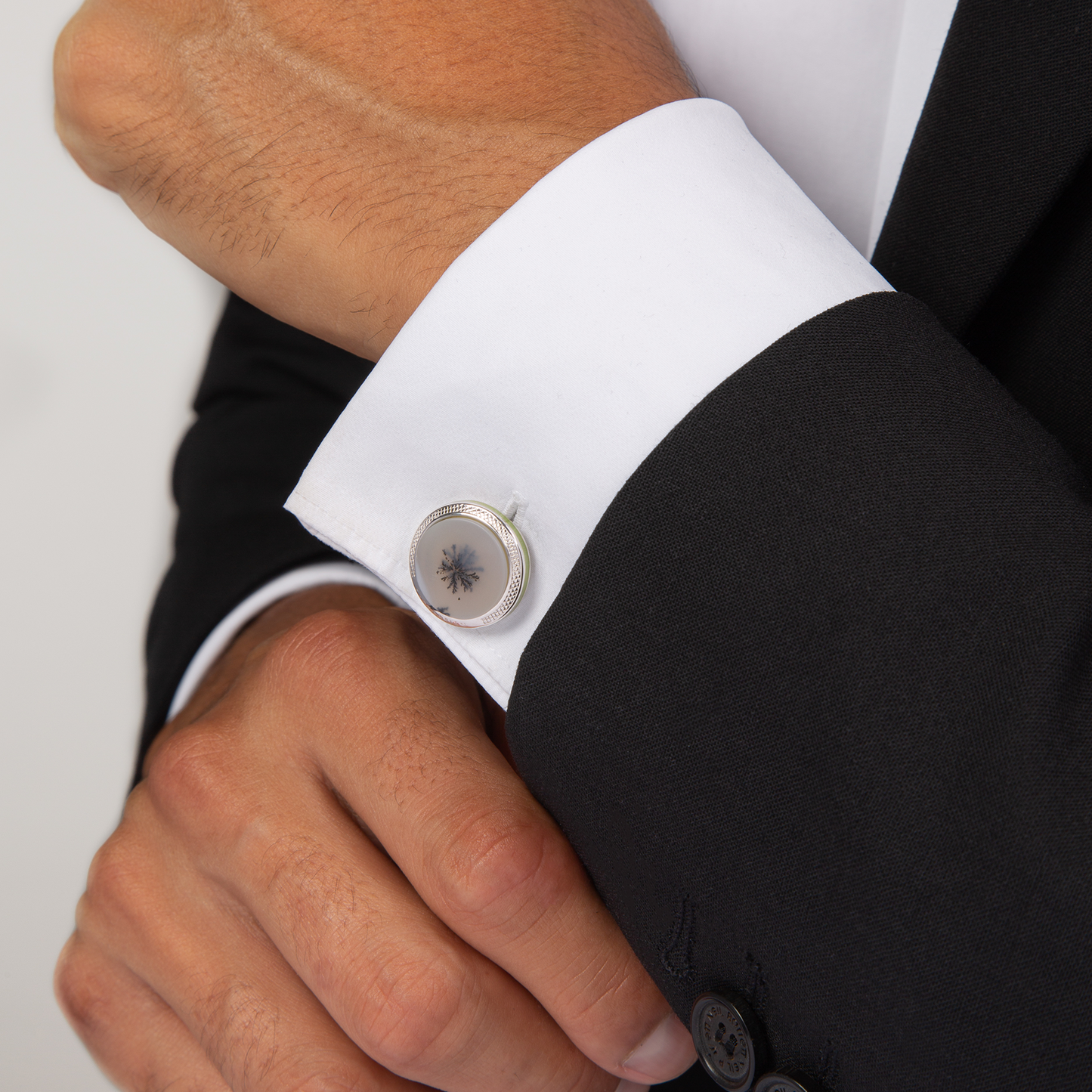 Dendritic Agate Cufflinks In Sterling Silver