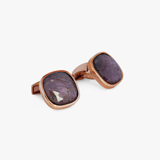 Rose Gold Plated Red Faceted Bezel Cufflinks (Limited Edition)