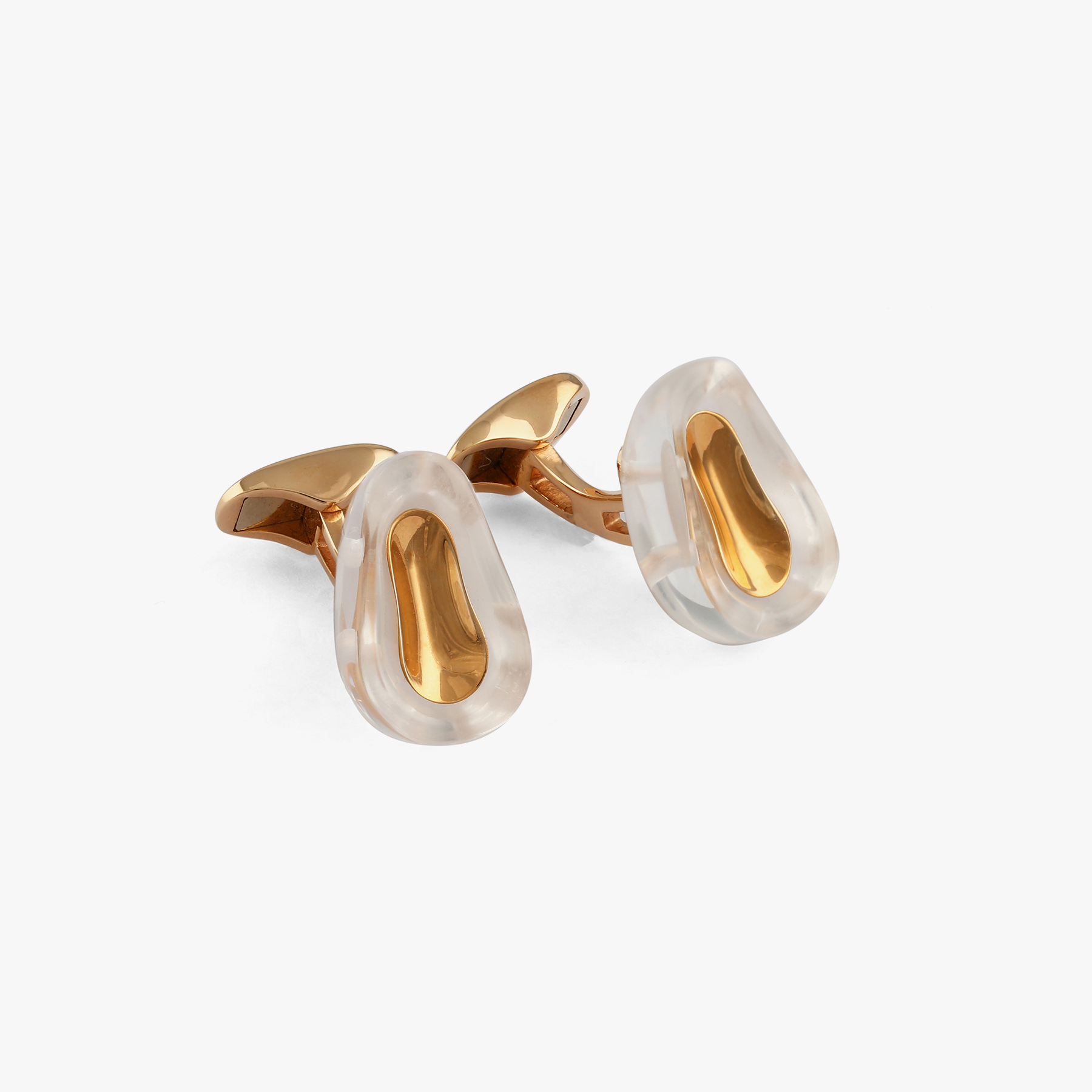 Rock Crystal Bowls Cufflinks In 18K Rose Gold