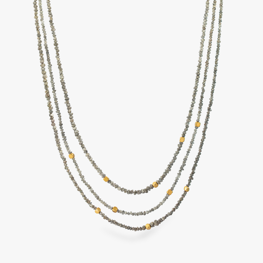 Rough grey diamond necklace with 18k gold