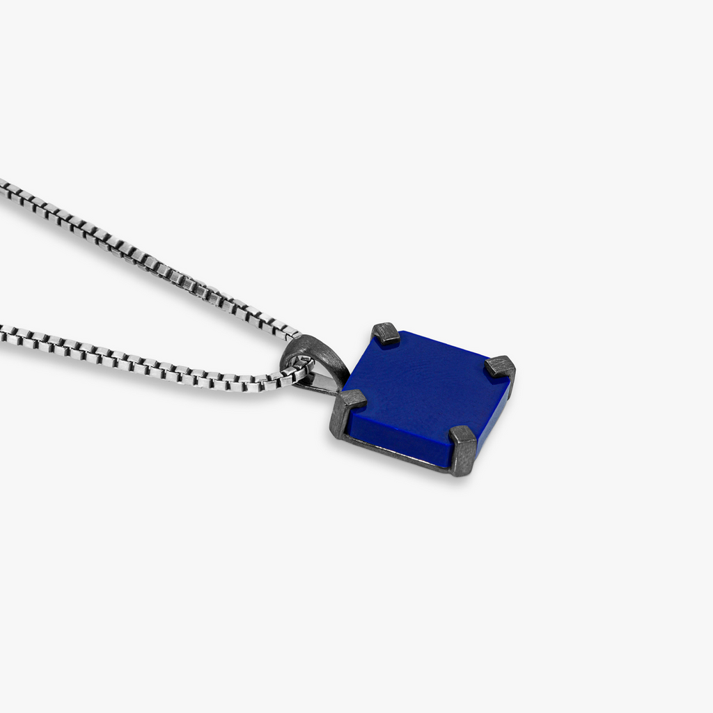 Octo Semi Precious Necklace With Blue & Rhodium Plated Silver