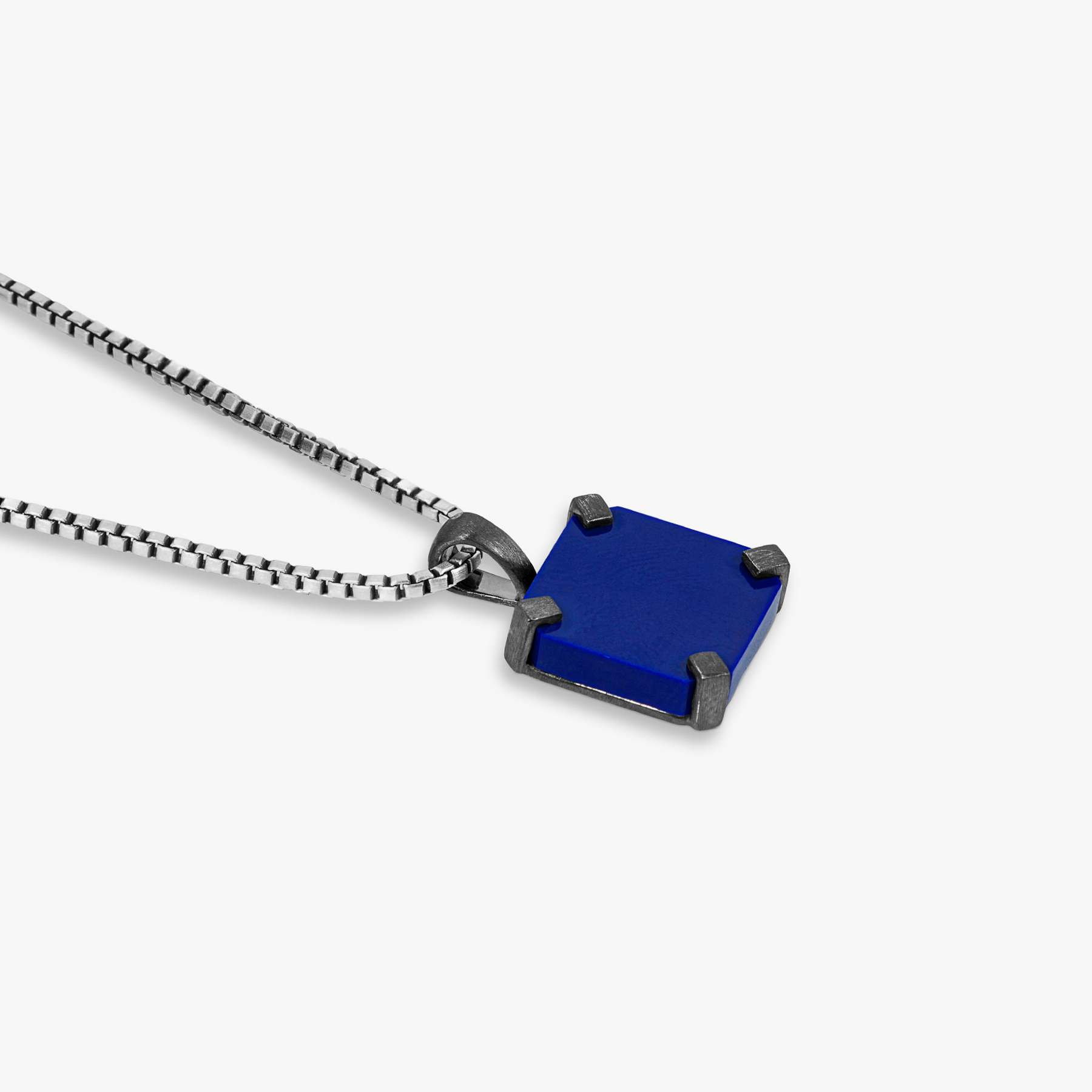 Octo Semi Precious Necklace With Blue & Rhodium Plated Silver