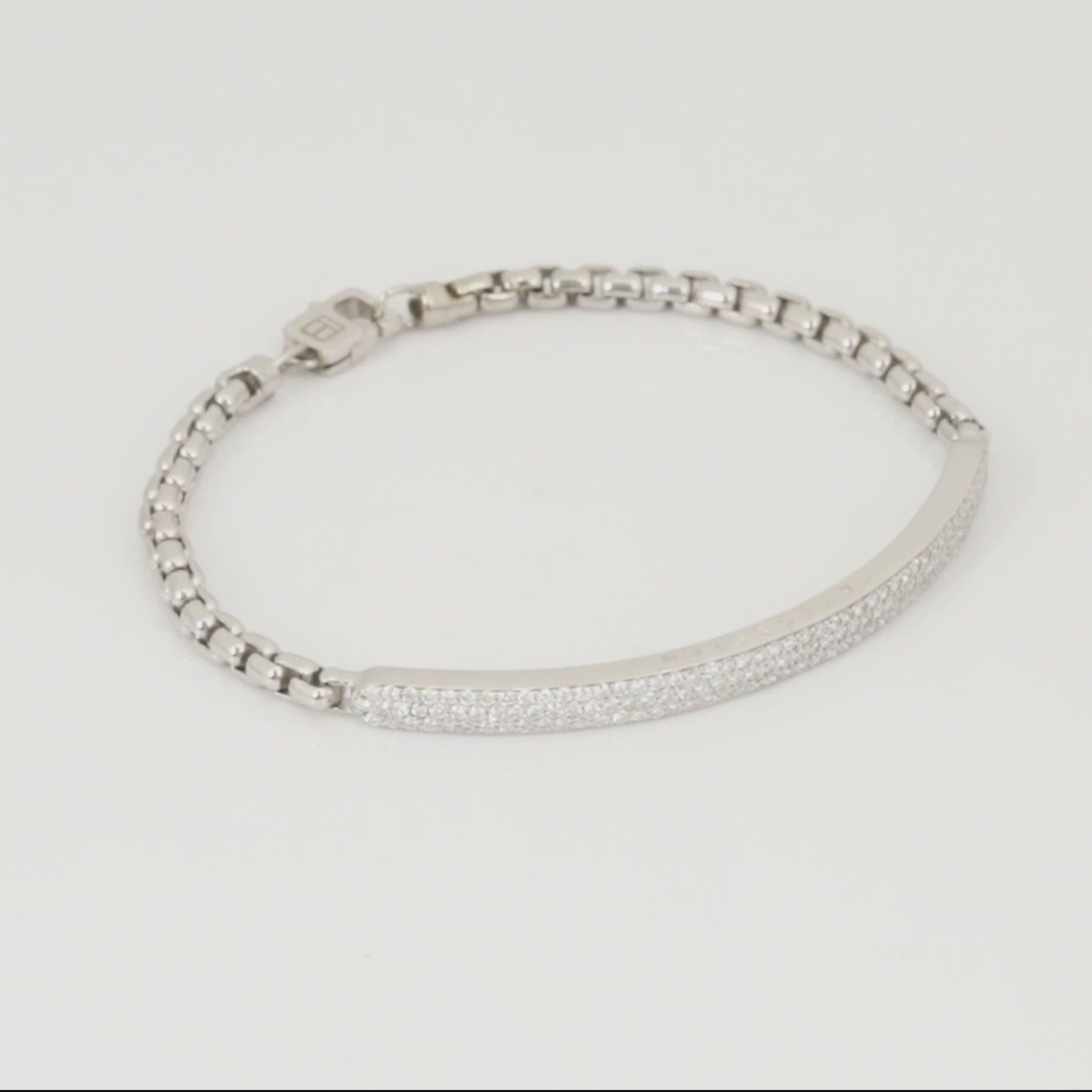 Black rhodium plated sterling silver Windsor bracelet with white diamonds