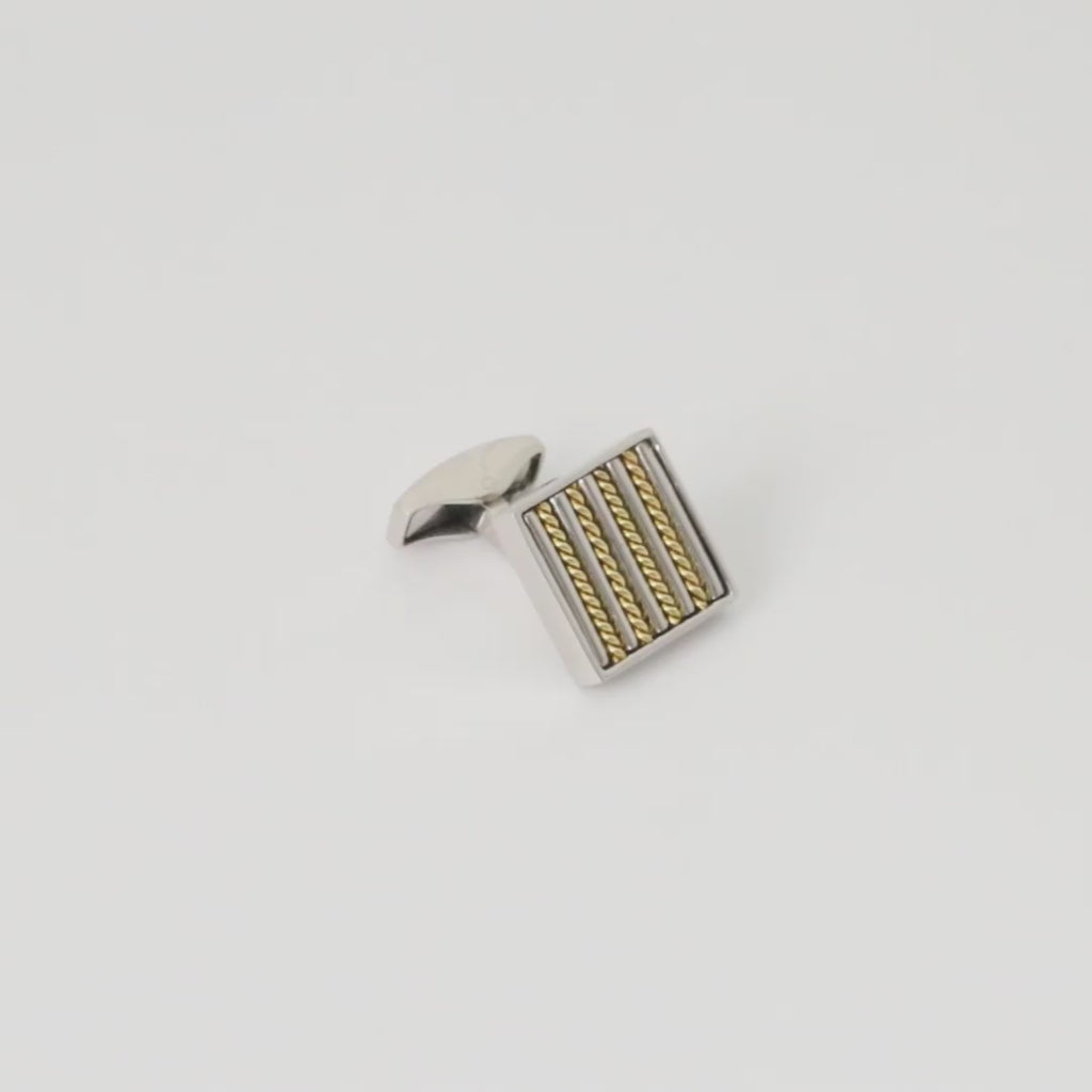 Royal cable square cufflinks in sterling silver with 18k gold