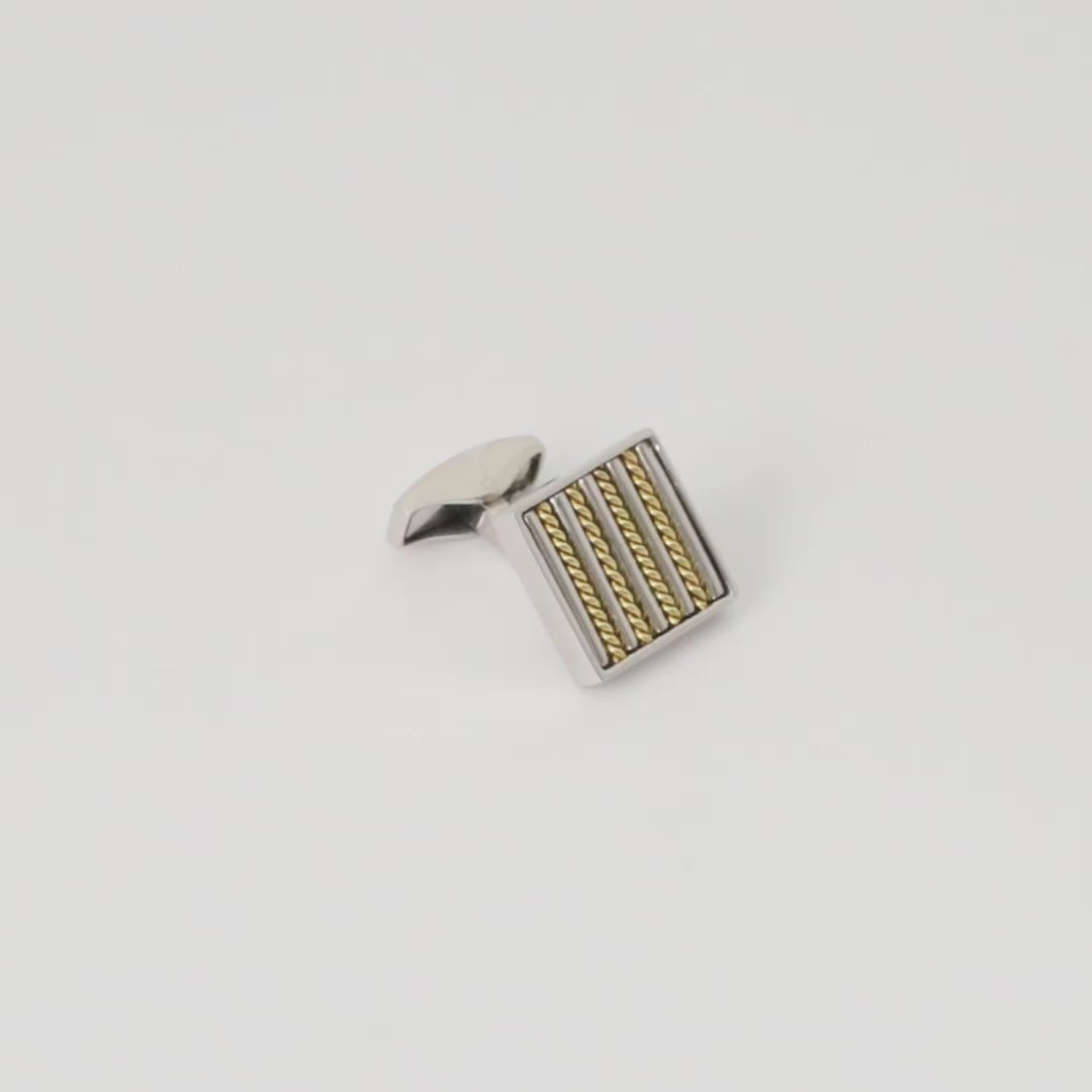 Royal cable square cufflinks in sterling silver with 18k gold