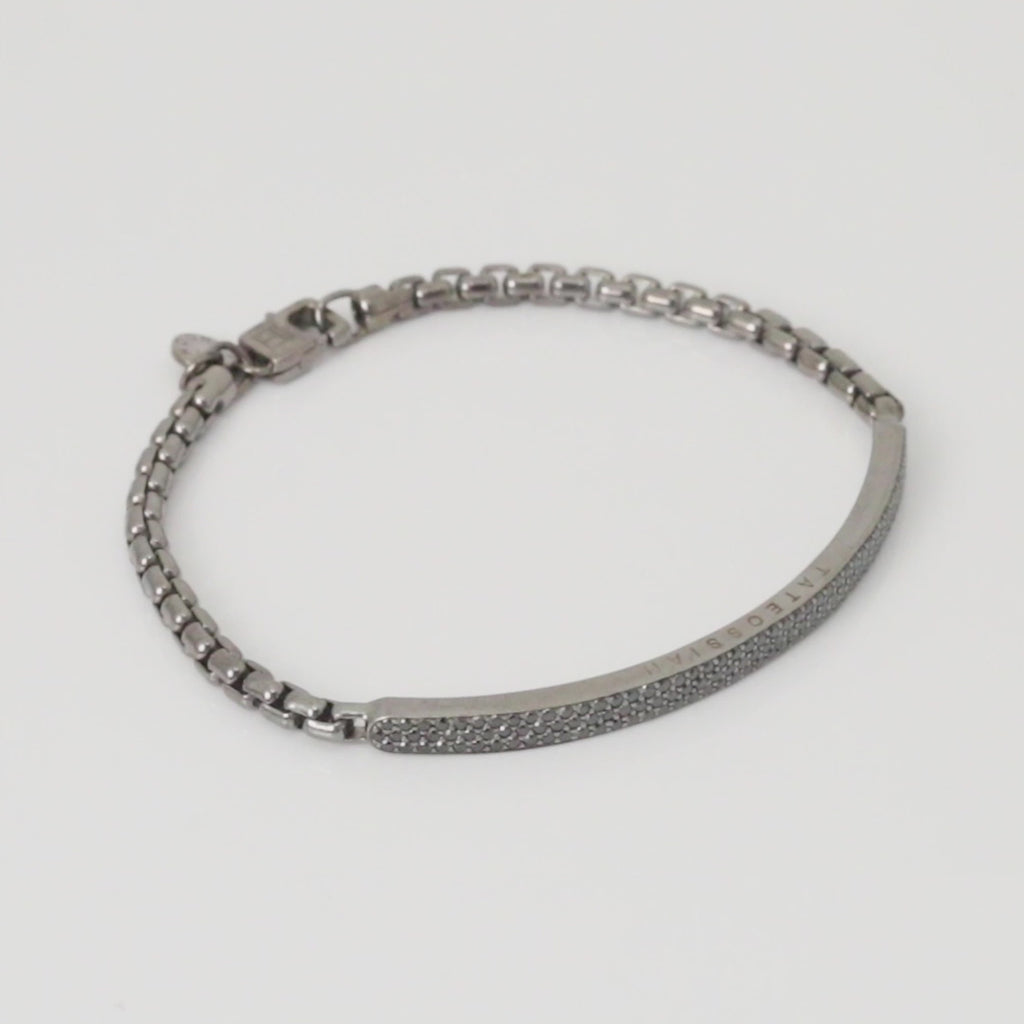 Black rhodium plated sterling silver Windsor bracelet with black diamonds