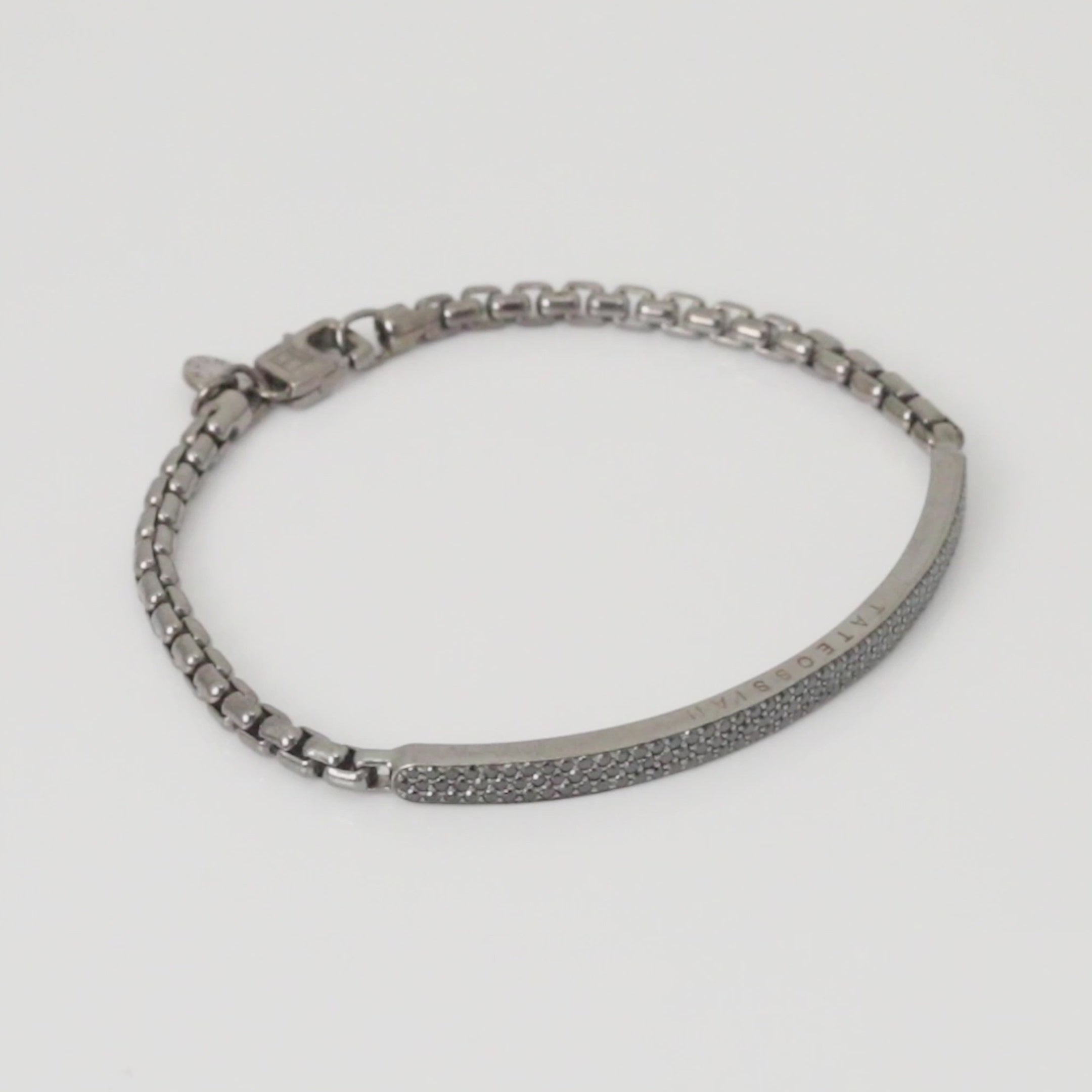 Black rhodium plated sterling silver Windsor bracelet with black diamonds