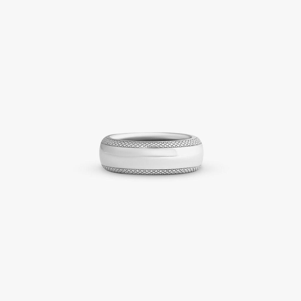 Rhodium Plated Sterling Silver Signature Band Ring