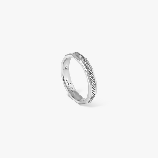 Silver Rhodium Plated Silver Signature Hexade Ring