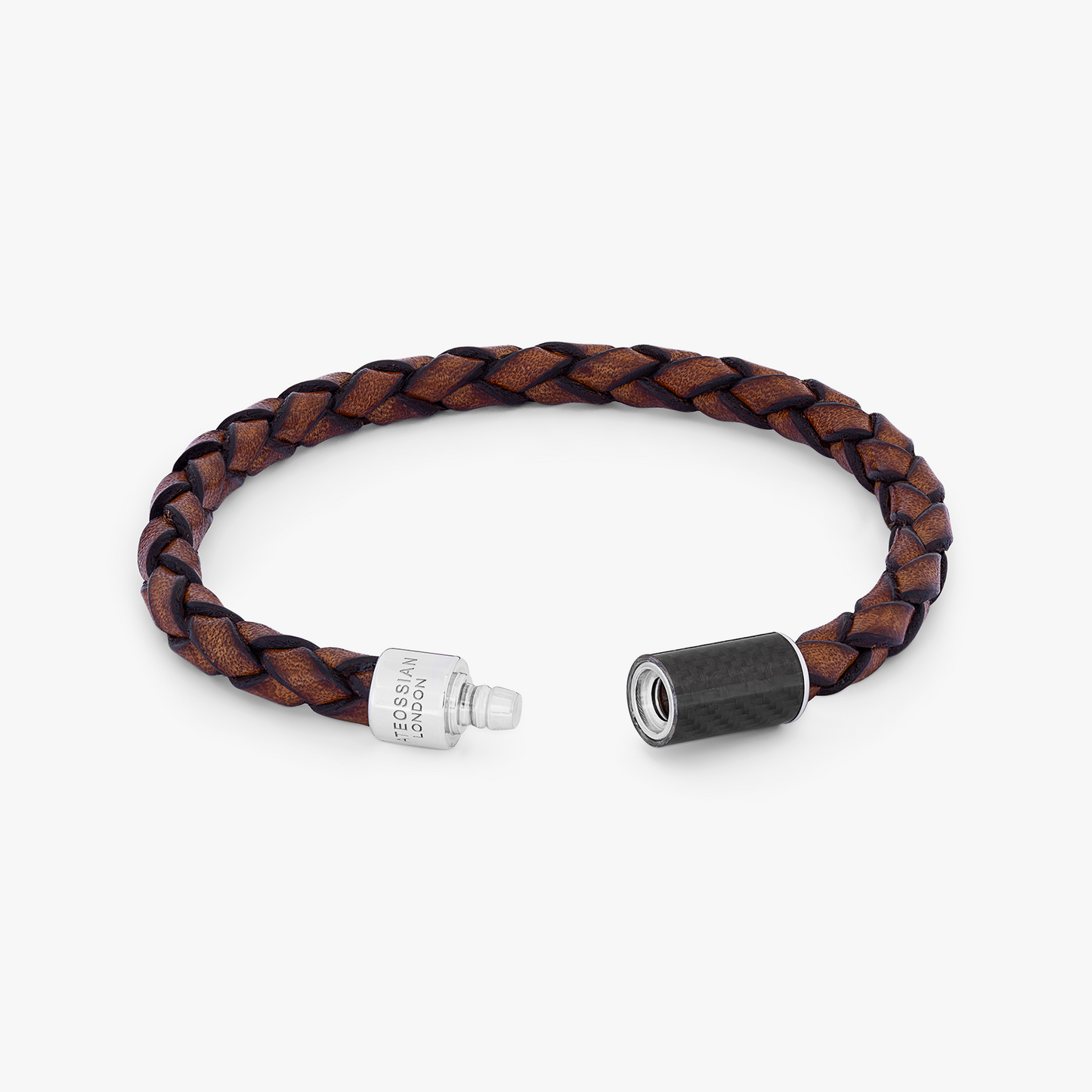 Carbon Pop bracelet with brown leather and black carbon fibre