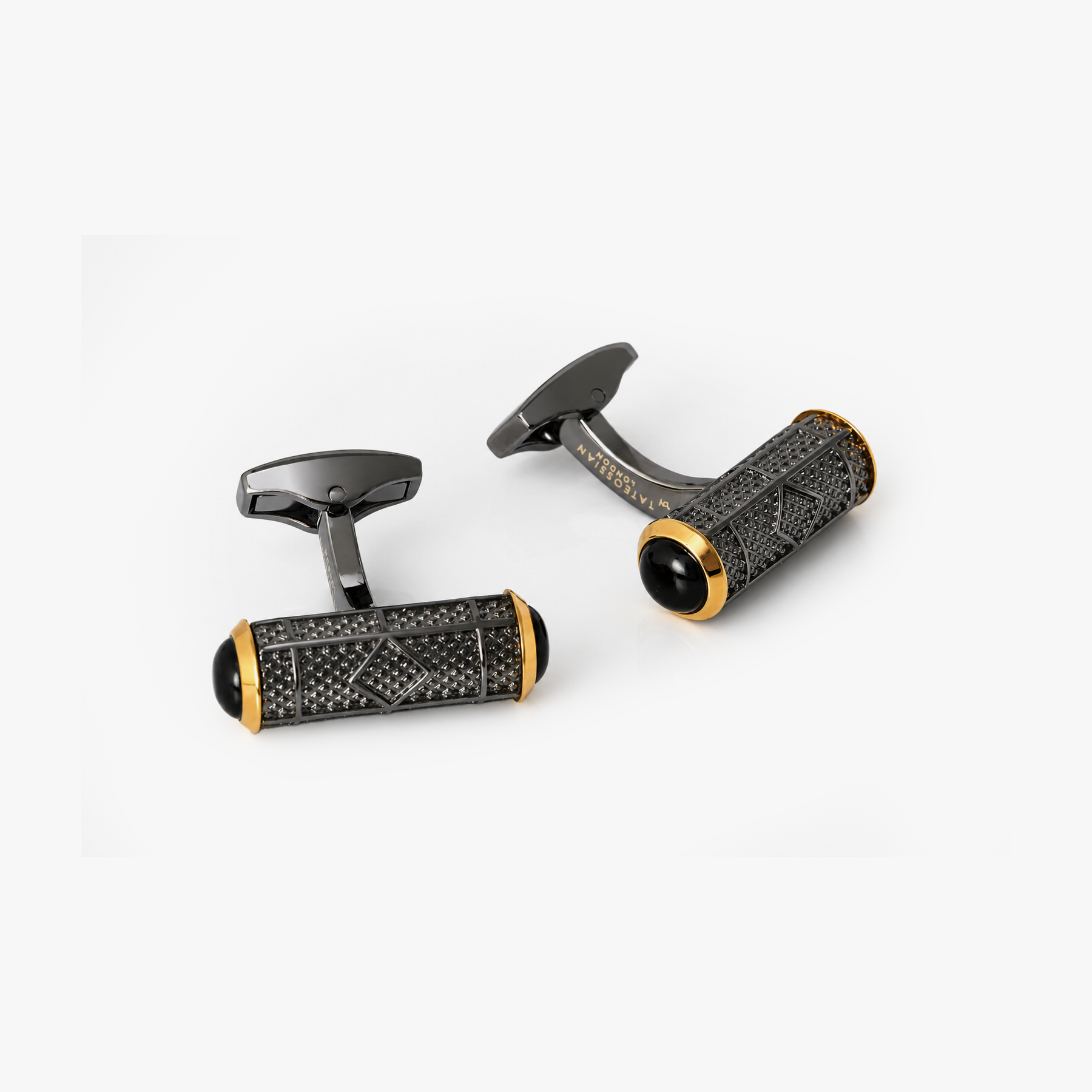 Signature Barrel Semi-Precious Cufflinks with Onyx